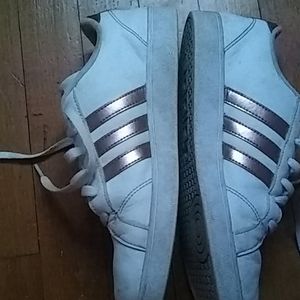 Rose gold Adidas shoes